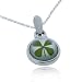Chuvora Real Irish Four Leaf Clover, Symbol of Good Luck, Round Pendant Necklace 18''