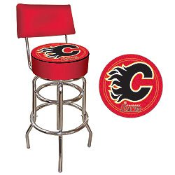 NEW Trademark NHL Calgary Flames Padded Bar Stool with Back 7.5 Inch High Long Lasting Logo