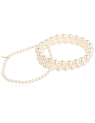Cream 4mm and 8mm Simulated Pearl Stretch Bracelet Set