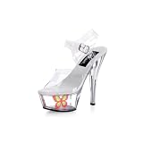 6 Inch Ankle Strap Pf Sandal W Neon Butterfly by SexyBlvd