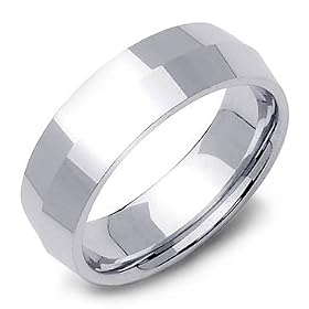 14k White Gold Mens Knife Edge Wedding Band Ring 7mm
