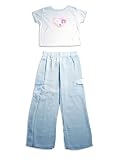 Private Label - Girls Short Sleeved Long Legged 2-Piece Pajama Set, Lt. Blue