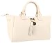 Tommy Hilfiger Tasseled Pebble East-West Satchel,Winter White,One Size Tommy Hilfiger Tasseled Pebble East-West Satchel,Winter White,One Size
