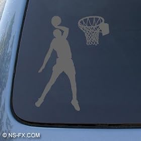 BASKETBALL - Hoops Sport - Car, Truck, Notebook, Vinyl Decal Sticker #1207 | Vinyl Color: Silver