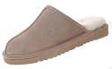 BEARPAW Boe Mens Shoes Suede Slippers Beige Genuine Sheepskin Shearling Lining Sand
