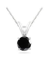 0.25 CT Round Black Diamond Solitaire Pendant in 14K White Gold