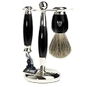 Edwin Jagger Hand Assembled Black (gillette Mach 3) Three Piece  Shaving Set S81m356