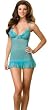 Aqua Stretch Knit Chiffon and Lace Babydoll Set