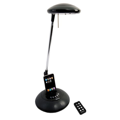 iHome iHL31-Black 35-Watt Halogen Desk Lamp with iPod/mp3 Docking Station and Surround-Sound Speakers, Black