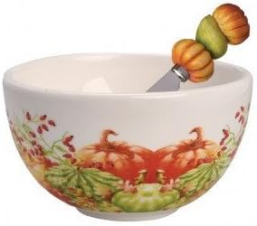 Calabaza 2 Piece Thanksgiving Pumpkin Serving Bowl and Spreader Set