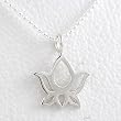 Small Cut Out Design Lotus Flower Pendant in Sterling Silver on 16" Ball Chain, #8453