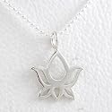 Small Cut Out Design Lotus Flower Pendant in Sterling Silver on 16" Ball Chain, #8453