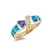 Tanzanite.com 14K Yellow Gold Tanzanite Diamond & Opal Inlay Ring .60 TCW