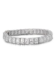 Sterling Silver Princess Cut Clear CZ Tennis Bracelet 7.25"