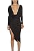 Zeagoo Women Sexy Plunge Deep V Neck Slit Irregular Party Night Club Dress