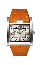 AK Anne Klein Women's Silver-Tone Watch with an Orange Leather Strap #108901SVOR