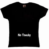 Flirty Diva Tees Woman's LooseFit T-Shirt-No Touchy-Black-White