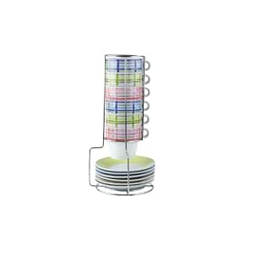 Present Time Espresso Set Tartan Tower Porcelain