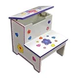 Product details for Hearts and Flowers Stepstool - Flip Top Storage Stool