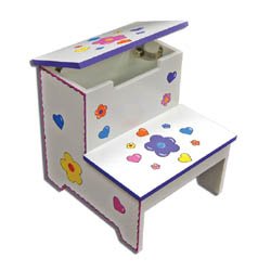 Toys: Hearts and Flowers Stepstool   Flip Top Storage Stool