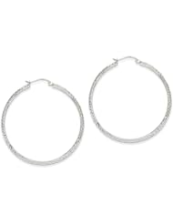 3.5mm, Diamond Cut 14K White Gold Hoop Earrings, 46mm (1 3/4")