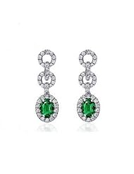 1.82Ct Oval Emerald & VS Diamond Hoop Earrings 18k Gold