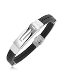 Forzieri Men's Rubber and Sterling Silver Bracelet