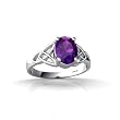 14K White Gold Genuine Oval Amethyst Celtic Trinity Ring