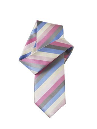 Savile Row Mens Blue Pink Silver Stripe Silk Tie Size