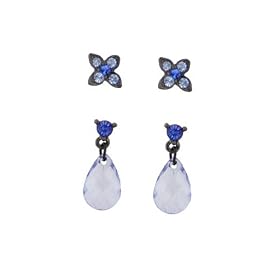 Blue Hues Teardrop & Button Earring Set