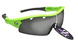 RayZor Professional Lightweight UV400 Green Sports Wrap Running Sunglasses, With a 1 Piece Vented Smoked Mirrored Anti-Glare Lens.
