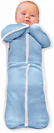 Bebemooi Sleephack: 100% Cotton Natural Sleeved Sleeper (Medium, Blue)