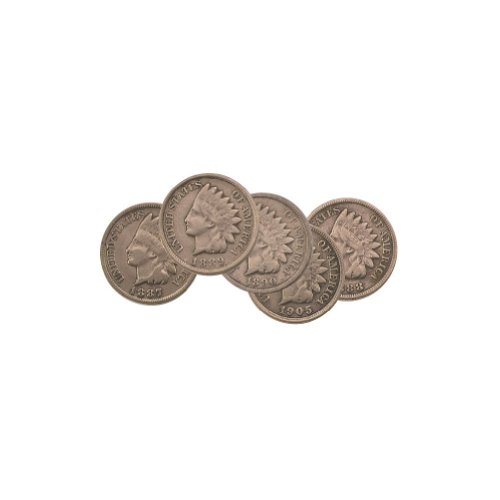 US Indian Head Penny Set (5 Pennies) Authentic Coins are Encased in Acrylic-image