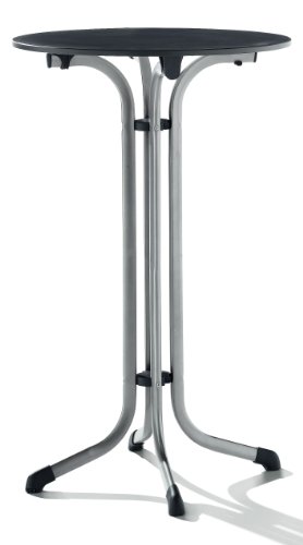 SIEGER 1525-50 Stehtisch mit Puroplan-Platte &oslash; 68 cm, Stahlrohrgestell graphit, Tischplatte Schieferdekor, anthrazit