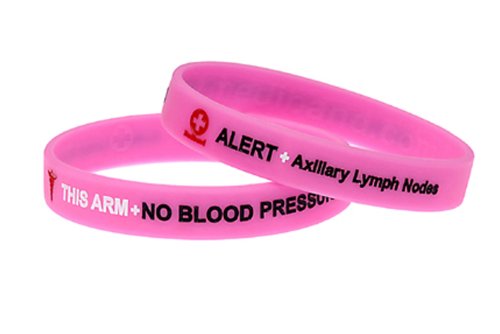 Mediband Alert! Axillery Lymph Nodes This Arm No Blood Pressure Silicone Alert Bracelet Medium (Pack of 2)