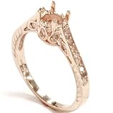 Vintage .20 CT Diamond Rose Gold Engagement Ring Setting Mounting Deco Vintage