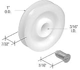 CRL 1 Nylon Sliding Screen Door Replacement Roller with 3/16 Center Hole - Package