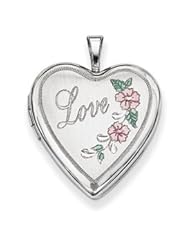 Genuine IceCarats Designer Jewelry Gift Sterling Silver 20Mm D/C & Enameled Love Heart Locket