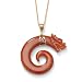 Red Jade 10k Gold Dragon Swirl Pendant