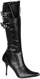 PIR125 by Pleaser Sexy 4 Heel Black Knee High Dancer / Biker / Pirate Cuffed Boots