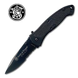 Smith and Wesson SWATMBS Swat Medium Serrated Assisted Opening Knife, Black by Smith & Wesson