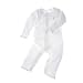 One-Piece Bodysuit in Ivory with Pink Piping