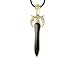 Diamond and Black Enamel Sword Pendant in Yellow Gold with Black Cord