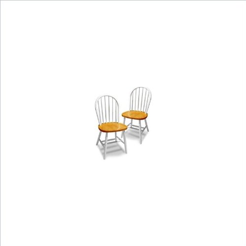 Winsome Wood Windsor Chair in Natural and White Finish, Set of 2