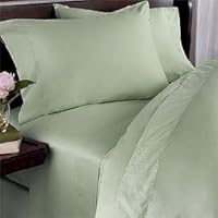 1500 Thread Count Egyptian Cotton 4 Piece Bed Sheet Set, Queen, Sage Solid