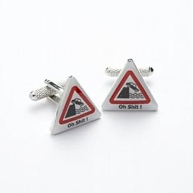 Onyx Designer Cufflinks - Oh Sh*t Road Sign - For a Great Driver