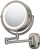 Touch Control / Double Sided Lighted Wall Mirror - 5X Magnification - Brushed Nickel
