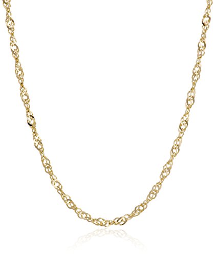 14k Gold Solid Singapore Chain Necklace (2mm), 18