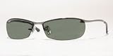 RAY BAN 3186 004 71 GUNMETAL GREEN LENS SEMI-RIMLESS SUNGLASSES by