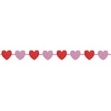 Creative Converting Glitter Heart Ribbon Garland, 12' Long